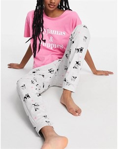Розовая пижама со слоганом Pyjamas Puppies New look