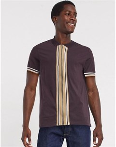 Бордовая трикотажная рубашка на молнии в стиле ретро Asos design