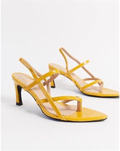 Желтые туфли на каблуке с перемычкой между пальцами Na-kd