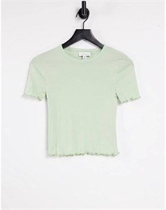 Шалфейно зеленая футболка с фигурной кромкой Topshop