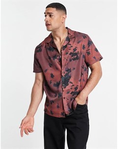 Свободная атласная рубашка с отложным воротником и сплошным цветочным принтом Asos design