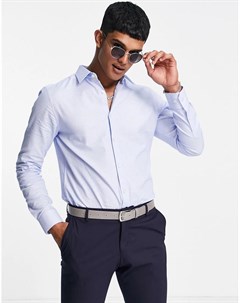 Голубая рубашка узкого кроя из ткани добби с квадратным узором Burton Burton menswear