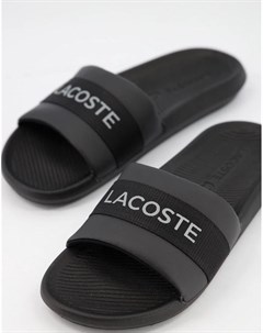 Черные шлепанцы с логотипом Lacoste