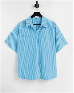 Голубая oversized рубашка в полоску Urban revivo