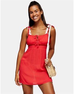 Красное пляжное платье мини со сборками спереди Topshop