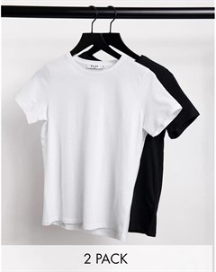 Набор из 2 хлопковых футболок с круглым вырезом черного и белого цвета Na-kd