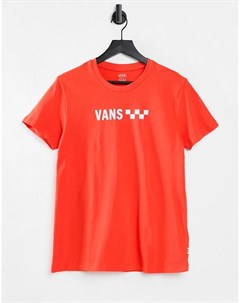 Оранжевая футболка c принтом названия бренда Brand Striper bf Vans