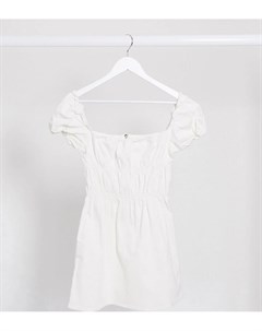 Джинсовое присборенное платье белого цвета Missguided petite