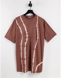 Oversized футболка коричневого цвета с эффектом тай дай Asos design