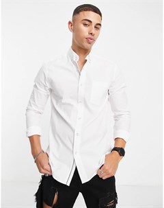Белая оксфордская рубашка облегающего кроя из эластичной ткани Topman