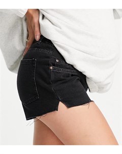 Черные джинсовые шорты с эластичным поясом под животиком New look maternity