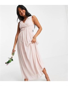 Розовое платье макси для подружки невесты с V образным вырезом Bridesmaid Little mistress petite
