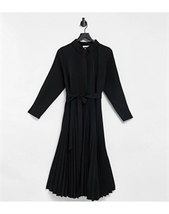 Черное платье рубашка миди с запахом и завязкой Closet london plus