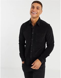 Черная облегающая вельветовая рубашка Asos design
