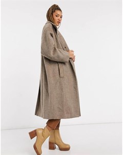 Длинное серое oversized пальто Asos design