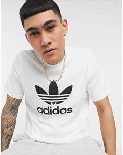 Белая футболка с логотипом металлик Adidas originals