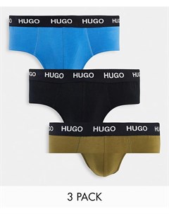 Набор из 3 трусов черного синего цвета и цвета хаки со сплошным логотипом на поясе HUGO Hugo bodywear