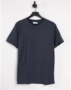 Темно серая классическая футболка Topman