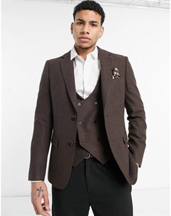 Пиджак узкого кроя из ткани с добавлением шерсти Wedding Harry brown