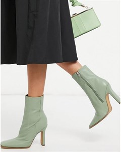 Зеленые кожаные премиум полусапожки на каблуке Erin Asos design
