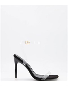 Черные замшевые босоножки на прозрачном каблуке для широкой стопы Simmi London Acadia Simmi wide fit
