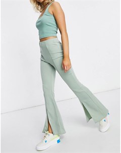 Расклешенные брюки зеленого цвета из ткани понте в спортивном стиле от комплекта из 3 вещей Asos design
