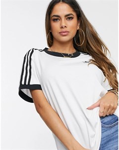 Белая футболка с 3 полосками Adidas originals