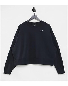 Черный свободный свитшот с маленьким логотипом галочкой Plus Nike