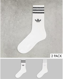 Набор из 2 пар белых носков с блестящей отделкой Adidas originals