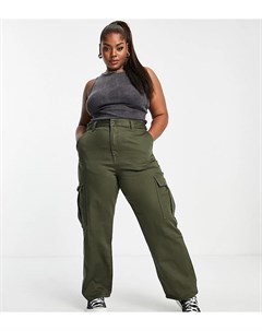 Зеленые прямые брюки в утилитарном стиле Ruby Dr denim plus