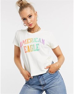 Белая футболка с короткими рукавами American eagle
