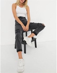Черные выбеленные джинсы в винтажном стиле с эффектом потертости Parisian