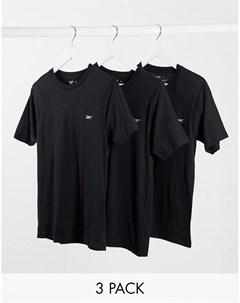 Набор из 3 черных футболок Reebok