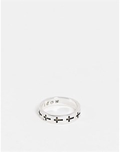 Серебристое кольцо с отделкой крестиками Icon brand
