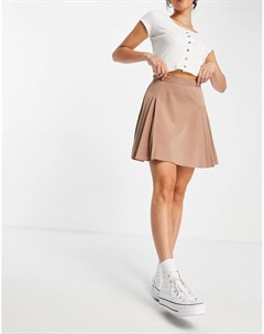 Плиссированная теннисная мини юбка цвета капучино Lola may