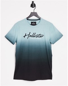 Мятная футболка с эффектом омбре и логотипом Core Tech Hollister