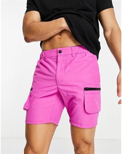 Ярко розовые узкие шорты с карманами карго Asos design