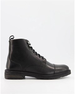 Черные кожаные ботинки с отделкой на мыске Wolf Walk london