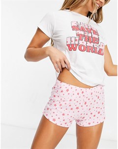 Розовая пижама с футболкой и шортами Brave soul