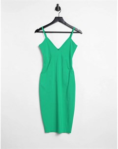 Облегающее платье миди на бретельках цвета зеленого нефрита Vesper
