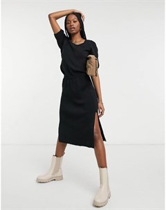 Трикотажная юбка миди черного цвета с разрезом сбоку от комплекта Y.a.s