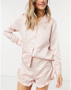 Жаккардовые пижамные шорты румяного розового цвета Liquorish