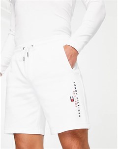 Белые трикотажные шорты с логотипом Tommy hilfiger