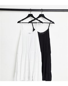 Набор из 2 пляжных платьев черного и белого цветов Simply be