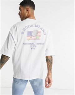 Белая футболка оверсайз с принтом теннис на груди и спине Asos design