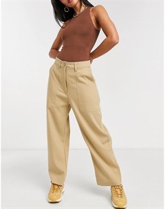 Бежевые брюки с широкими штанинами Jina Weekday