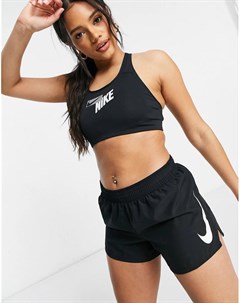 Черный спортивный бюстгальтер со средней степенью поддержки и логотипом галочкой Nike training