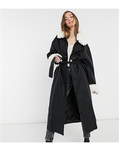 Пальто из искусственной кожи со съемным воротником из искусственного меха Inspired Reclaimed vintage