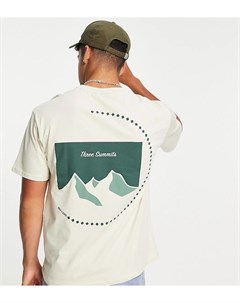 Светло бежевая oversized футболка с принтом горы на спине эксклюзивно для ASOS Only & sons