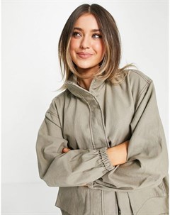 Коричневая льняная oversized куртка Asos design